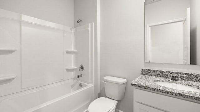 full bathroom featuring vanity, shower / bathtub combination, and toilet