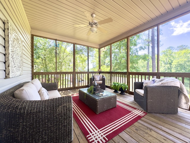 114 Hamilton Ln, Mccormick, SC 29835 - sunroom / solarium featuring an outdoor hangout area, a ceiling fan, and healthy amount of natural light