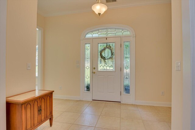 foyer with light tile patterned floors