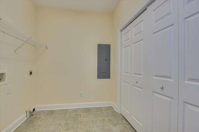 washroom featuring washer hookup, electric dryer hookup, and electric panel