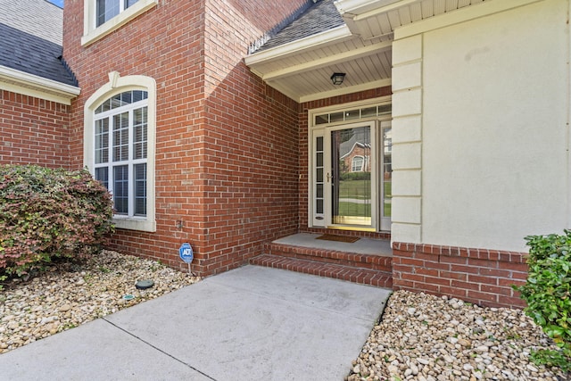 1629 Jamestown Ave, Evans, GA 30809 - doorway to property featuring roof with shingles and brick siding