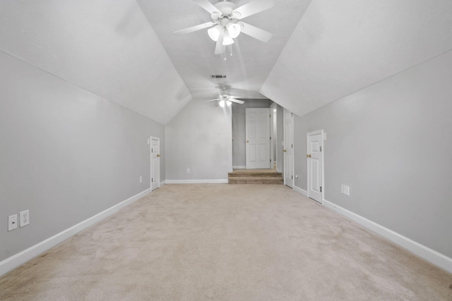 1629 Jamestown Ave, Evans, GA 30809 - additional living space featuring lofted ceiling, light colored carpet, ceiling fan, and baseboards