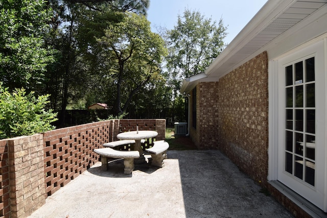 view of patio featuring central air condition unit