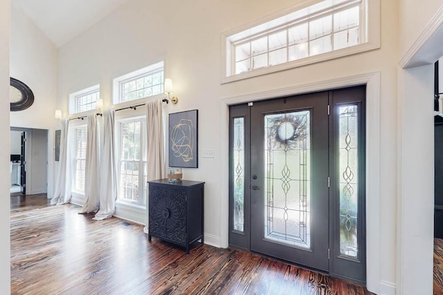 184 Deer Springs Rd, Clarks Hill, SC 29821 - entrance foyer featuring high vaulted ceiling, wood finished floors, and baseboards