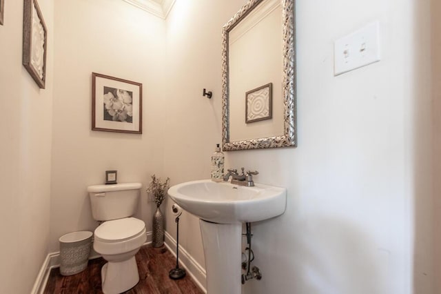 184 Deer Springs Rd, Clarks Hill, SC 29821 - bathroom with toilet, wood finished floors, baseboards, ornamental molding, and a sink