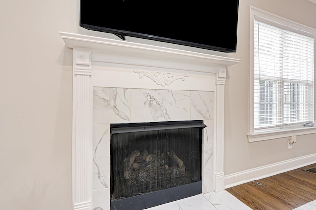 1009 Neilson St, Aiken, SC 29803 - detailed view of a fireplace, baseboards, and wood finished floors