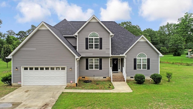 1009 Neilson St, Aiken, SC 29803 - traditional home featuring crawl space, a garage, concrete driveway, a front yard, and a shingled roof