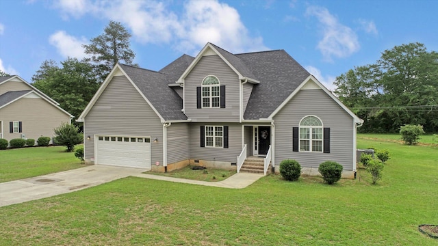 1009 Neilson St, Aiken, SC 29803 - traditional home with driveway, a front lawn, a garage, crawl space, and a shingled roof