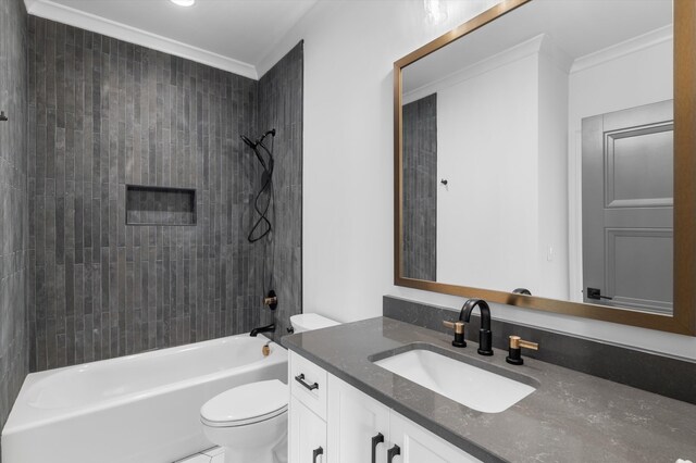 845 Audubon Way, Evans, GA 30809 - bathroom featuring crown molding, toilet,  shower combination, and vanity