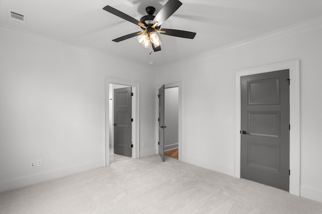845 Audubon Way, Evans, GA 30809 - unfurnished bedroom with carpet floors, ornamental molding, baseboards, ensuite bath, and a ceiling fan