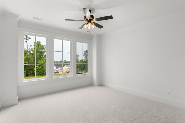 845 Audubon Way, Evans, GA 30809 - carpeted spare room featuring plenty of natural light, ornamental molding, a ceiling fan, and baseboards