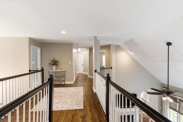 460 Armstrong Way, Evans, GA 30809 - corridor with an upstairs landing, wood finished floors, and recessed lighting