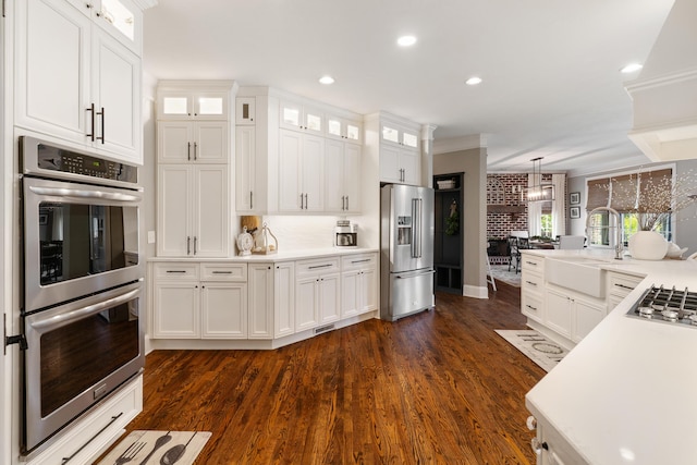 460 Armstrong Way, Evans, GA 30809 - kitchen with appliances with stainless steel finishes, light countertops, white cabinets, dark wood-style flooring, and recessed lighting