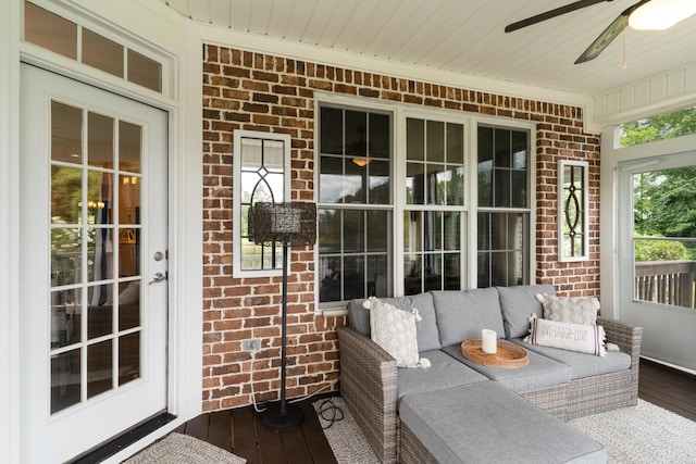 460 Armstrong Way, Evans, GA 30809 - sunroom featuring ceiling fan and an outdoor hangout area