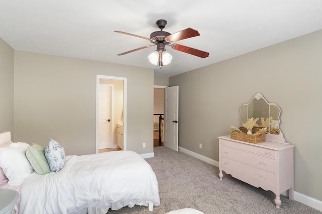 460 Armstrong Way, Evans, GA 30809 - bedroom featuring light colored carpet, ensuite bathroom, and a ceiling fan