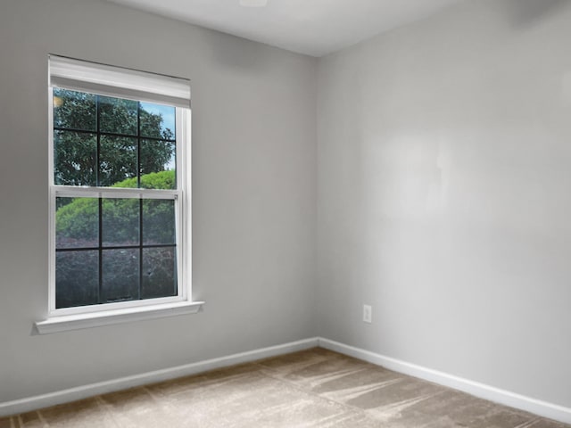 spare room featuring baseboards and carpet floors