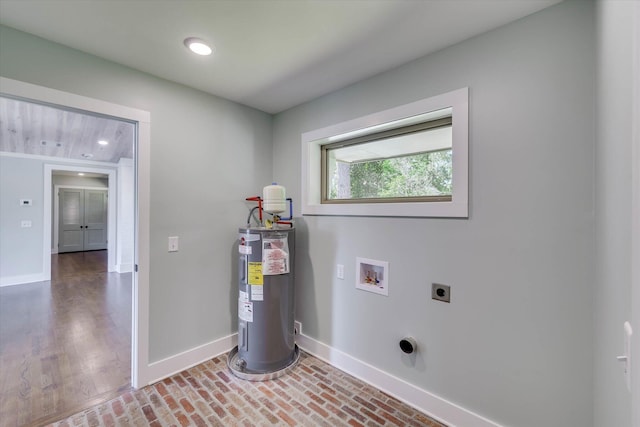 118 Lake Bluff Dr, Waynesboro, GA 30830 - laundry area with water heater, hookup for an electric dryer, hookup for a washing machine, and recessed lighting