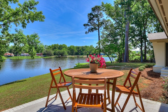 118 Lake Bluff Dr, Waynesboro, GA 30830 - view of patio / terrace featuring a water view