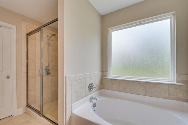 1544 Driftwood Ln, Grovetown, GA 30813 - bathroom with a shower stall, healthy amount of natural light, a bath, and tile patterned floors