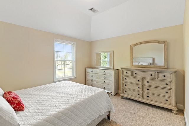245 Shady Oak Ln, Waynesboro, GA 30830 - bedroom with light colored carpet, lofted ceiling, and visible vents