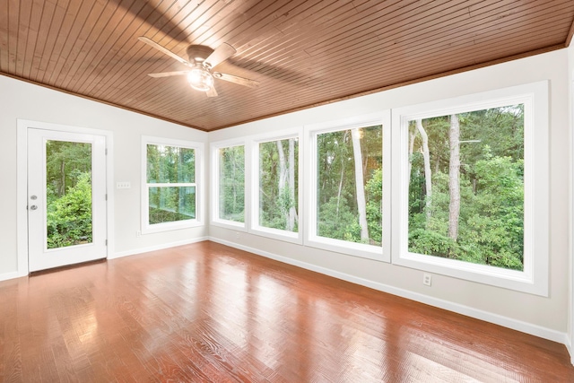354 Rice Ct, Martinez, GA 30907 - unfurnished sunroom featuring wood ceiling, plenty of natural light, and wood finished floors