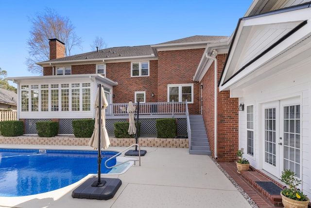 3503 Preston Trl, Martinez, GA 30907 - pool featuring french doors, a sunroom, a patio area, and a deck