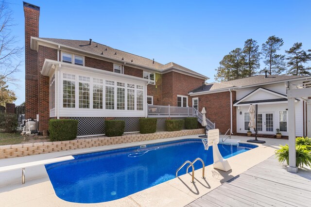 3503 Preston Trl, Martinez, GA 30907 - pool with a deck, french doors, and stairs