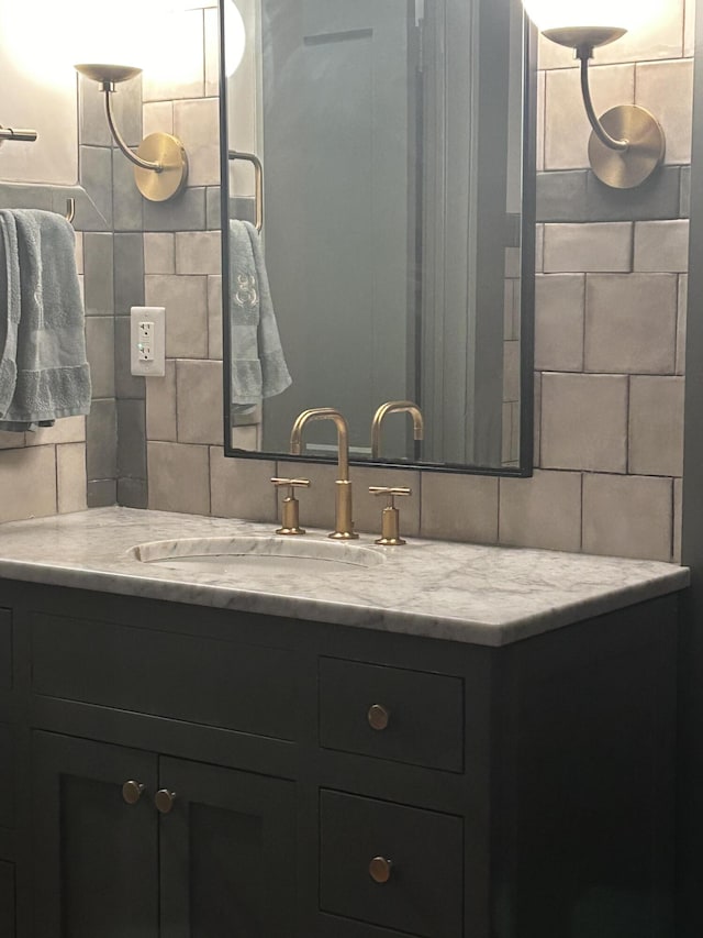 118 Humphrey St, Lincolnton, GA 30817 - bathroom with vanity and decorative backsplash