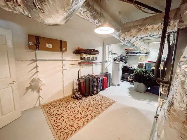 storage area with water heater
