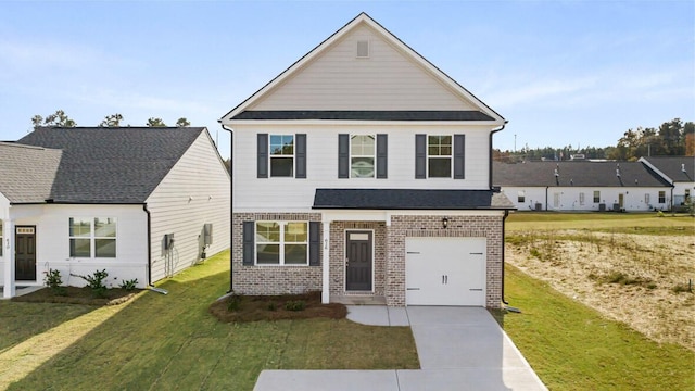 2885 Saltwater Bnd, Beech Island, SC 29842 - traditional-style house with brick siding, a front lawn, an attached garage, and driveway