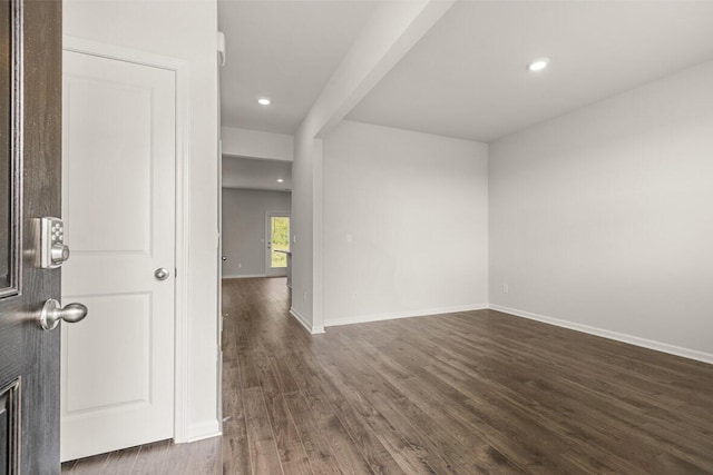 2885 Saltwater Bnd, Beech Island, SC 29842 - spare room featuring recessed lighting, baseboards, and dark wood-style floors