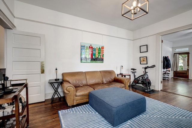 1544 Schley St, Augusta, GA 30904 - living area featuring hardwood / wood-style flooring and a chandelier