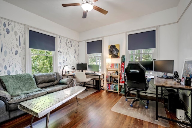 1544 Schley St, Augusta, GA 30904 - office space with a ceiling fan, healthy amount of natural light, and wood finished floors