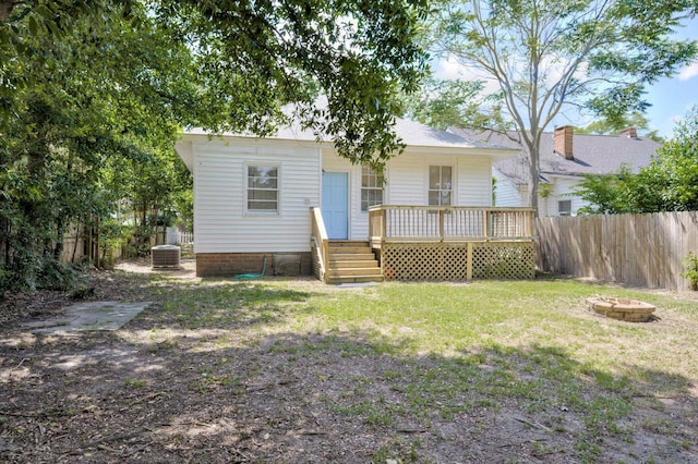 1544 Schley St, Augusta, GA 30904 - back of property with an outdoor fire pit and a deck