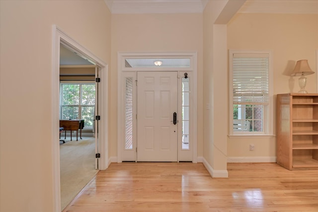 972 Woody Hill Cir, Evans, GA 30809 - foyer entrance with light wood finished floors, ornamental molding, and baseboards