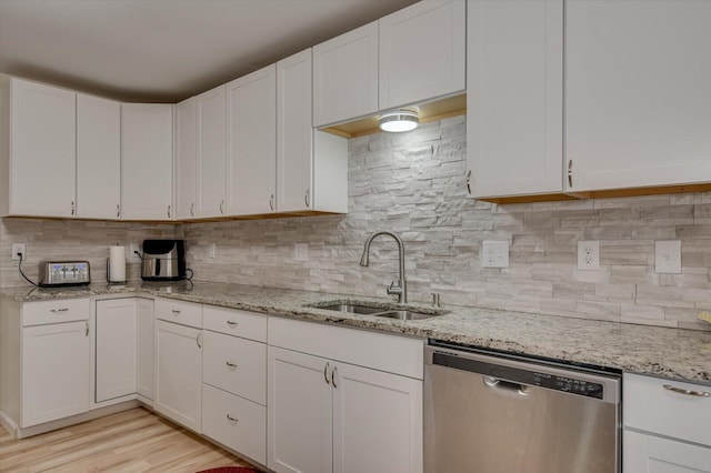 2107 Brown Rd, Hephzibah, GA 30815 - kitchen with decorative backsplash, white cabinets, dishwasher, and a sink