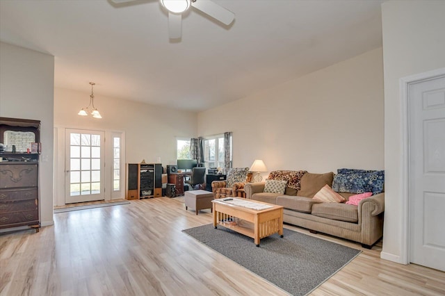 2107 Brown Rd, Hephzibah, GA 30815 - living room featuring light wood-type flooring, baseboards, and a ceiling fan