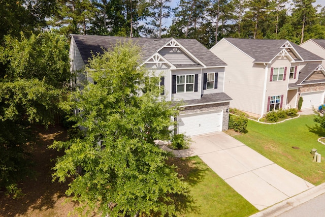 501 Cranberry Cir, Grovetown, GA 30813 - craftsman inspired home featuring a garage, concrete driveway, a front lawn, and roof with shingles