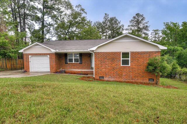 2669 Corning St, Hephzibah, GA 30815 - ranch-style house with a garage, brick siding, concrete driveway, crawl space, and roof with shingles
