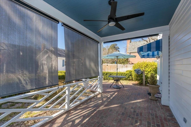 view of patio / terrace featuring a ceiling fan