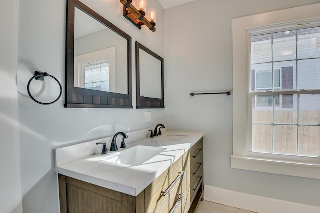 bathroom featuring vanity and tile patterned floors