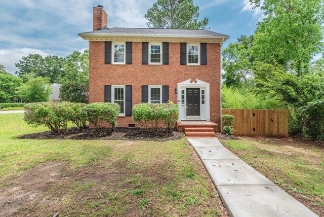 2421 Castlewood Dr, Augusta, GA 30904 - colonial inspired home with a chimney, brick siding, and crawl space