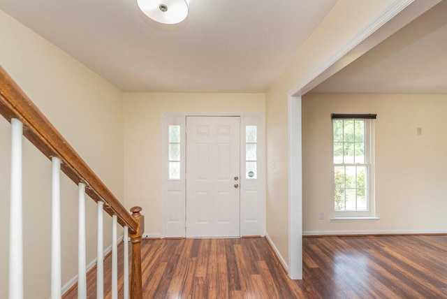 2421 Castlewood Dr, Augusta, GA 30904 - entryway featuring wood finished floors, baseboards, and stairway