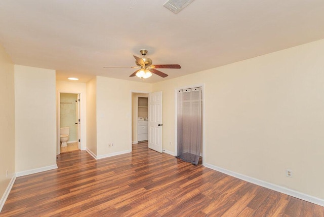 2421 Castlewood Dr, Augusta, GA 30904 - spare room with washer / clothes dryer, wood finished floors, ceiling fan, and baseboards