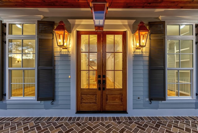 view of exterior entry with french doors