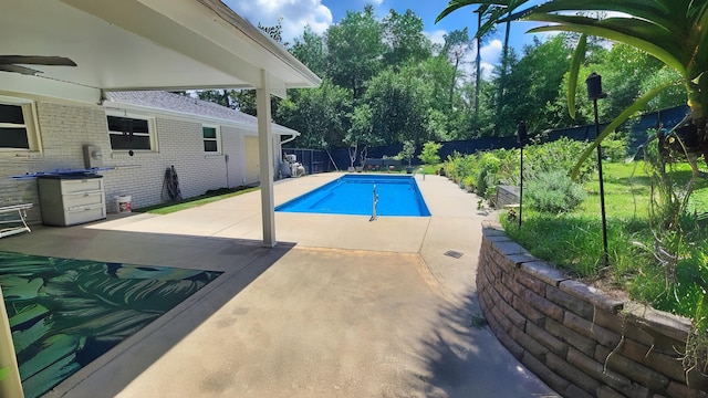 707 Pin Oak Dr, Aiken, SC 29801 - view of swimming pool with a patio area, a fenced backyard, and ceiling fan