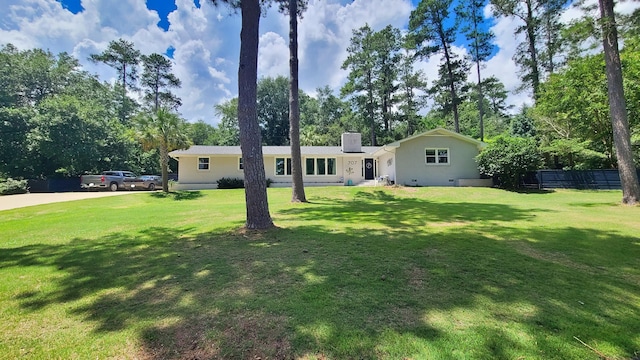 707 Pin Oak Dr, Aiken, SC 29801 - ranch-style house featuring a chimney and view of scattered trees