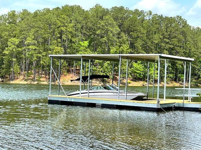 216 Sumter Ln, Mccormick, SC 29835 - dock featuring a water view and a wooded view