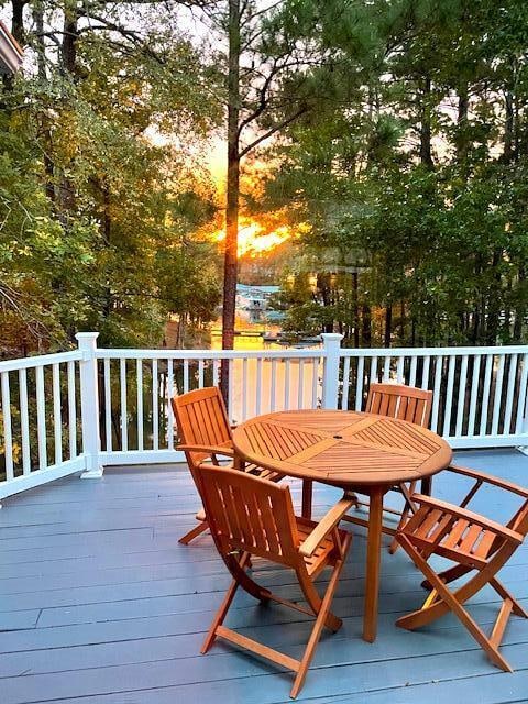 216 Sumter Ln, Mccormick, SC 29835 - wooden terrace featuring outdoor dining space