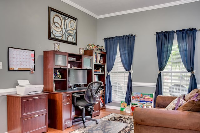 4538 Country Glen Cir, Grovetown, GA 30813 - home office featuring ornamental molding, baseboards, and light wood-style floors